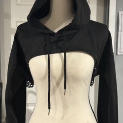 Brand New Black Hooded Cropped Top
