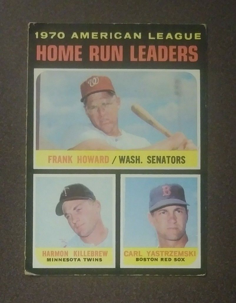 1971 Topps American League Home Run Leaders 1970 #65 Frank Howard Harmon Killebrew Carl Yastrzemski Baseball Card Vintage Collectible Sports MLB
