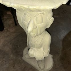 Faux Cement Light Statue Of Butler With A Gray For Garden Or In Home 