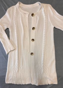 Cream Cable Knit Button-Front Cardigan