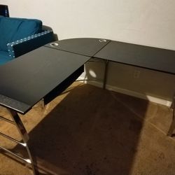 Corner Desk With Black Glass Top