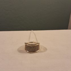 Pave' Diamonds Set On Sterling Silver Ring