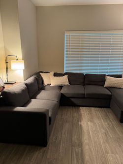 Dark Gray Fabric Sectional Sofa