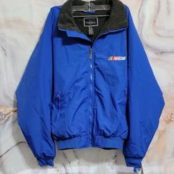 VINTAGE Holloway Men's Size L Chest 48 Blue NASCAR No Hood Wind Breaker Jacket :) Firm Price!