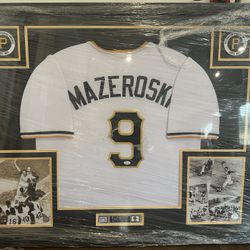 Bill Mazeroski Signed Framed Jersey