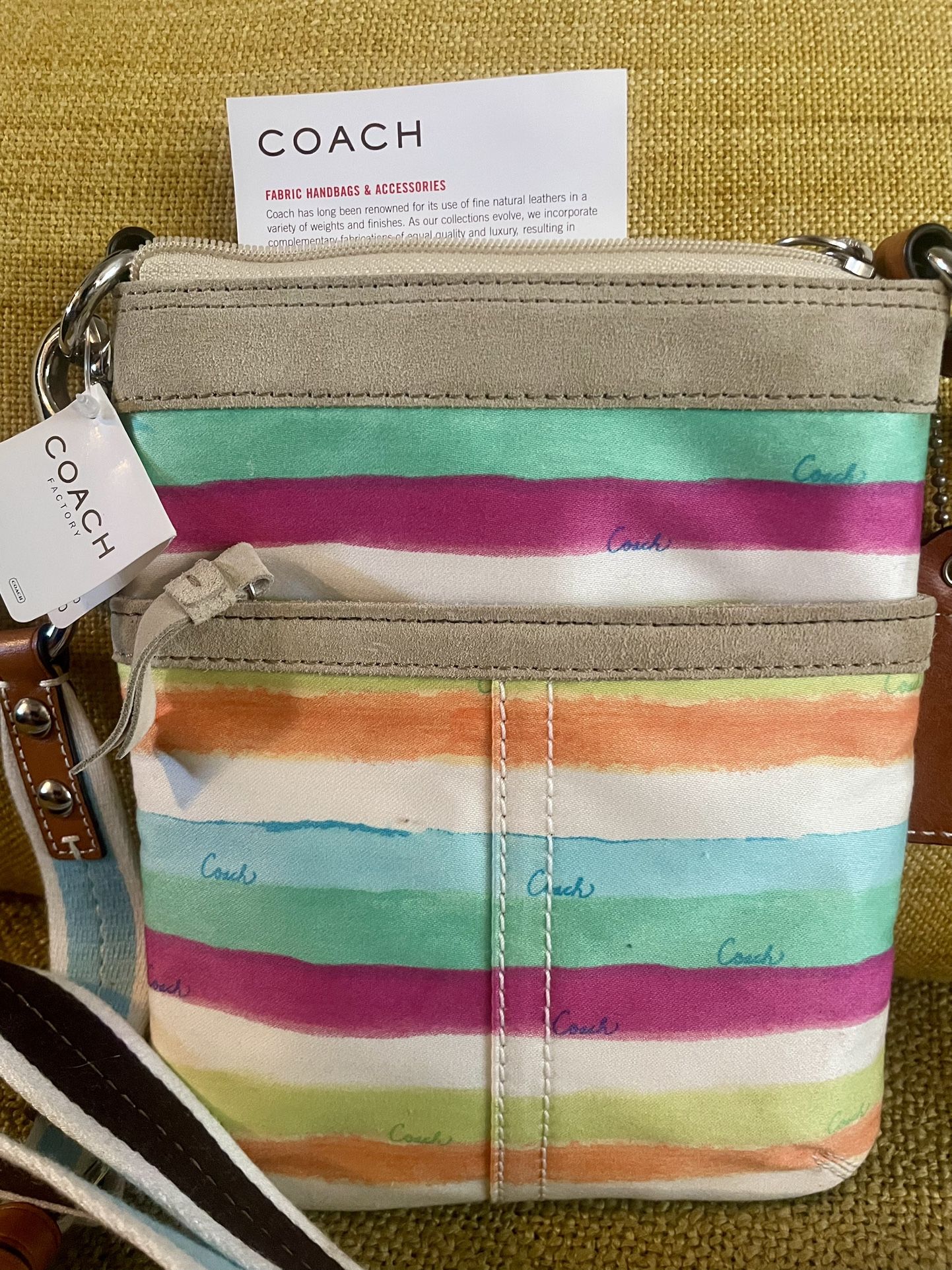 VTG NWT Coach Hampton Water Color Stripe Small Crossbody 10718