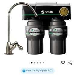 AO Smith Under Sink Water Filter System - Reduces PFAS, Lead, & Chlorine in Drinking Water - Under Counter Claryum Filtration for Kitchen - 2-Stage - 