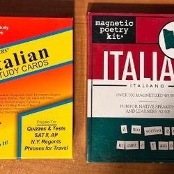 ITALIAN LANGUAGE STUDY LOT ( STUDY CARDS & MAGNETIC POETRY KIT) 