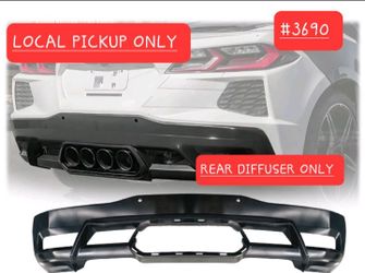 ➿️ Fits 2020-2025 Corvette C8 Center Quad Exit Z06 Style BLACK Rear Diffuser #3690