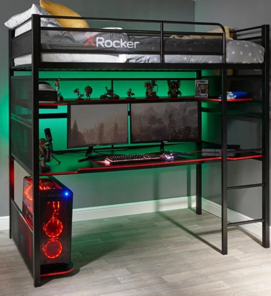 Rocker X Twin Size Gamer Loft Bed (used)