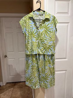 Tropical Print Two-Piece Top and pant Set