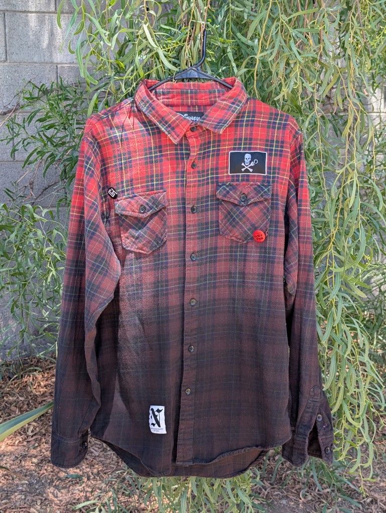 Neff x Disney Villains Captain Hook Plaid Dip Dye Flannel Shirt Men’s XL Retired