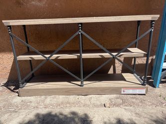 Industrial 3-Tier Wood and Metal Shelf