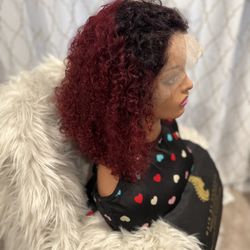 Wet/wavy 14 Inches Human Hair Lace Wig 