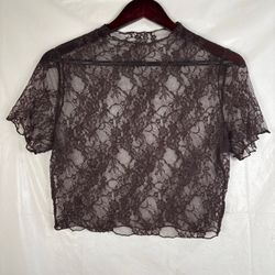 CHOCOLATE BROWN LACE TOP | Women’s S/M | Short Sleeve | Oktoberfest • Victorian • Coquette