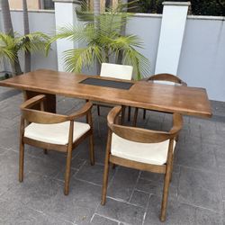 Stunning Acacia Wood Dining Table With Danish Chairs 