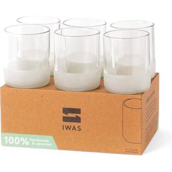 IWAS Upcycled Clear Drinking Glasses | 250 ML | 8.45 OZ | Set of 6 | Sustainable Water Glasses | Environmentally Friendly Clear Glasses For Home