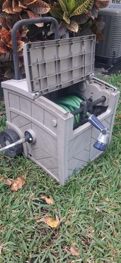 Suncast hose reel Box dolly cart with Wheela & Dolly Handle 100ft hose & Nozzle  lawn garden pool car boat wash pressure dock 