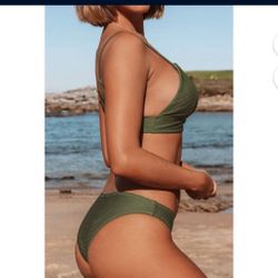Army Green Bikini Set Triangle Low Waisted Swimsuits,