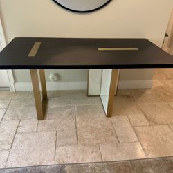 Rove Concepts Augustus desk in black walnut with white marble base. Office desk. Modern design. 