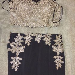 City Triangle Black And Gold Sequin Dress. 2 Piece. 