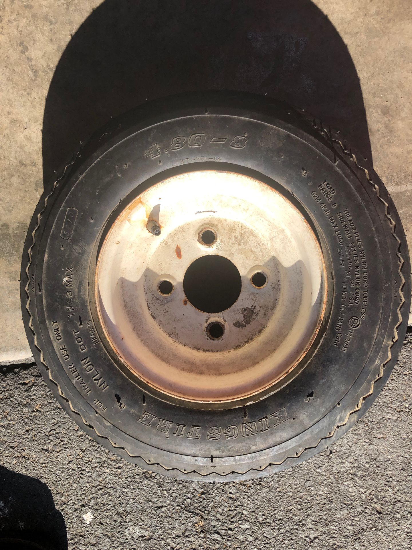 Trailer tire. Size. 4.8 - 8. Asking for $30. FIRM PRICE