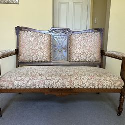 Price Drop - Late 19th Century Eastlake Settee Loveseat Burled Walnut Hand Carved Professionally Restored