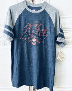 Men’s Houston Astros Raglan Soft Short Sleeve Baseball T-Shirt Gray Top Small
