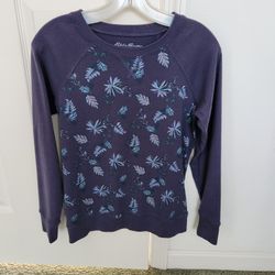Eddie Bauer Women's Sweatshirt Legend Wash Purple Botanical Design
