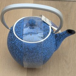 Brand New Primula Cast Iron Blue Tea Pot with Loose Leaf Tea Infuser