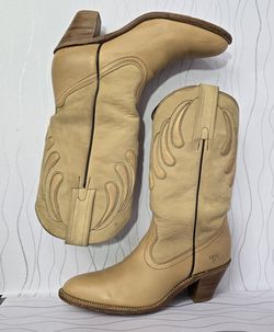Botas Vaqueras Frye Vintage Cuero Beige Talla 9.5 AA USA 7178