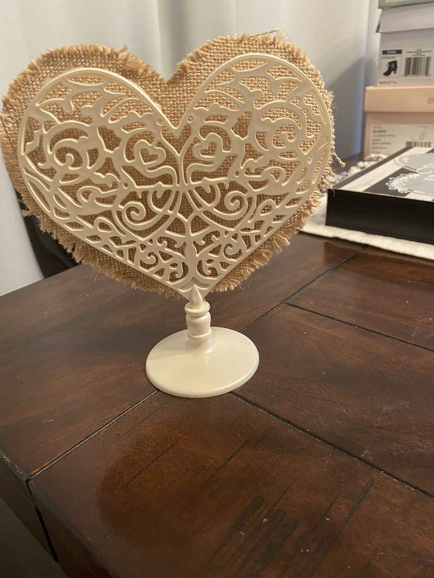 Burlap Heart Cake Topper 