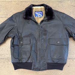 Vtg Airborne Leather Flight Jacket L