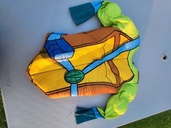 Halloween DIY partial costume parts: Teenage Mutant Ninja Turtle kids costume (partial) approx kids size 6-8?? Teal foam shield.