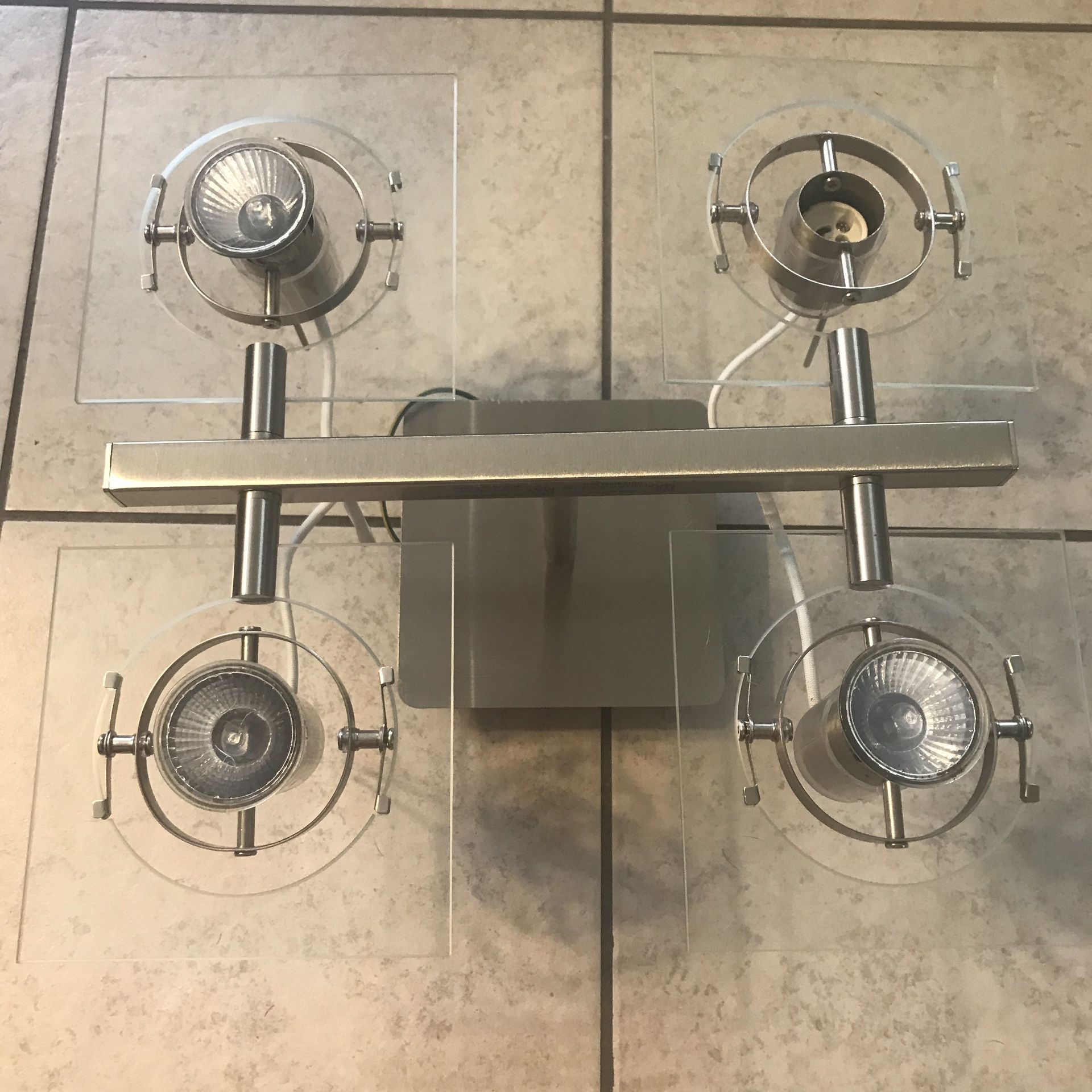 Directional Light Fixture - Brushed Stainless and Glass - Track Light Lighting