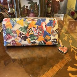 Brand New Dooney Bourke Large Wallet Novelty Candy Rainbow Vacchetta Leather Vintage Retro