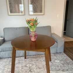 Extendable Round Solid Wood Base Dining Table