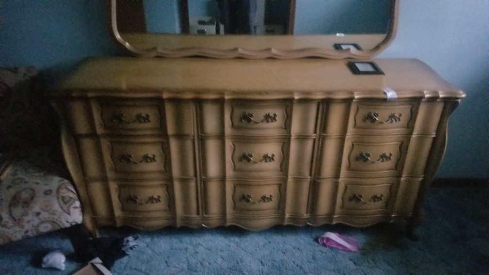 French style dresser with matching twin bed frame and box s n mattress