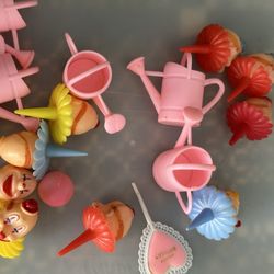 Assortment Of Vtg.cake Toppers Clowns ,watering Cans