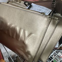 DKNY Zipper Pouch Leather New Many Colors