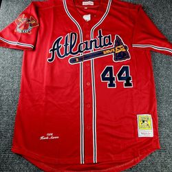 Atlanta Braves Hank Aaron Red Baseball Jersey Stitched And Sewn. New. Medium, Large, XL,2XL