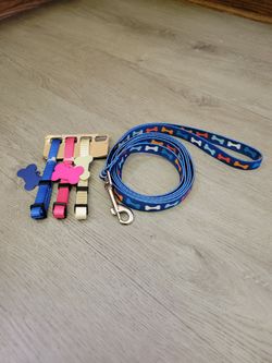 3 Small Dog Collars And Leash. Brand New 