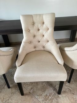 Set of 4 Upholstered Tufted Dining Chairs