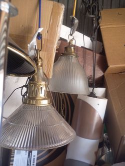2 vintage glass shade holophane lamps excellent condition