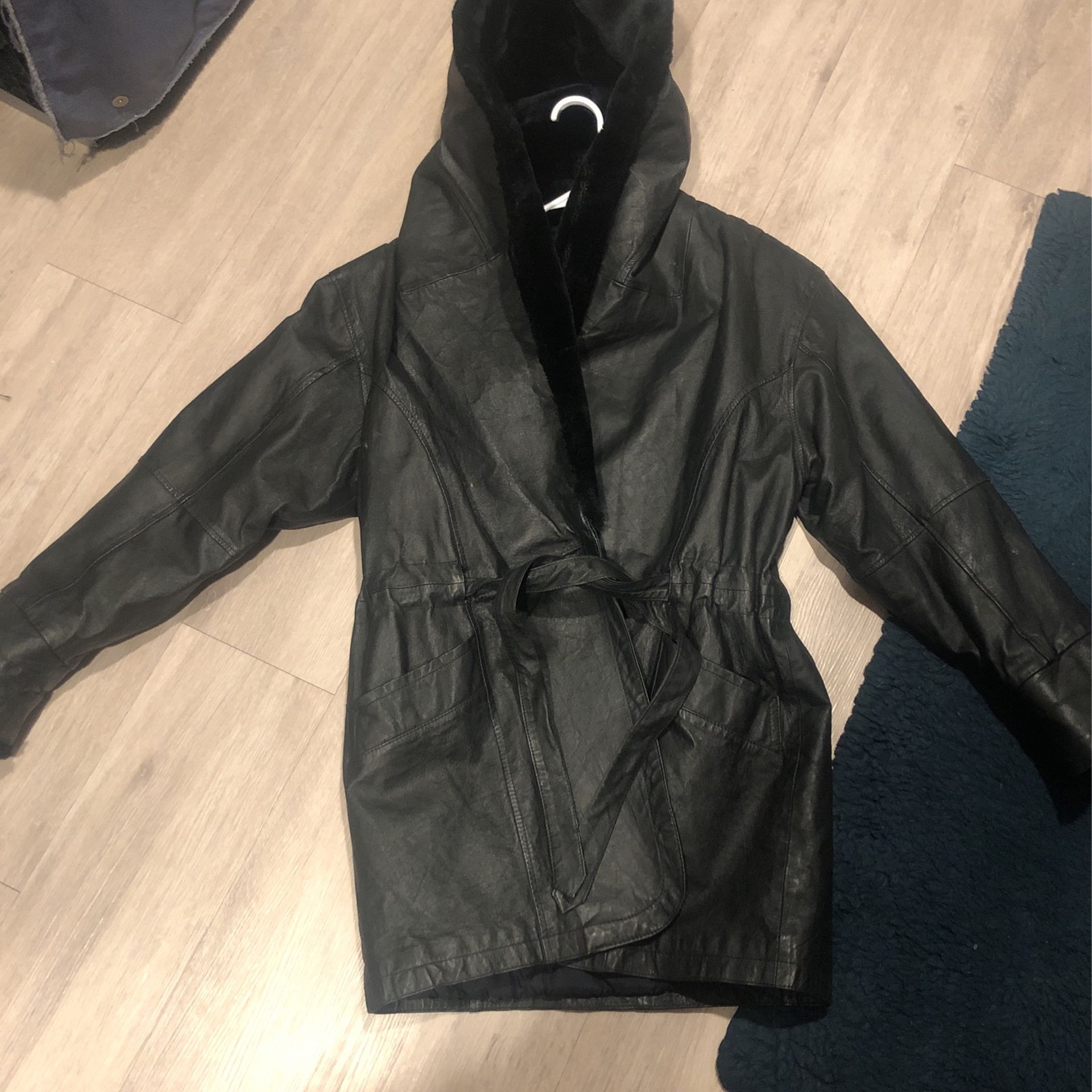 Brand new lady, genuine leather jacket with hoodie made by comment