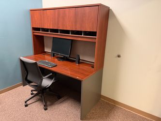 Office Desk with Overhead Hutch Storage