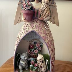 LARGE 2007 Jim Shore Garden Angel with Cats Stunning Indoor / Outdoor