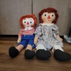 Vintage Large Raggedy Ann & Andy Dolls