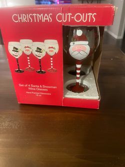 Santa and Snowman Wine Glasses