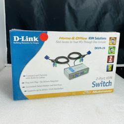 D-Link 2-Port Keyboard-Video-Mouse Switch with Built-in Cables - DKVM-2K 